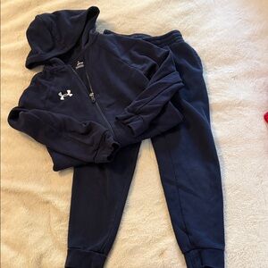 Boys Under Armour Navy Blue Hoodie and Joggers Set, Size Small